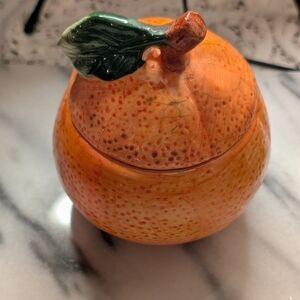 Vintage Orange Ceramic Fruit Container